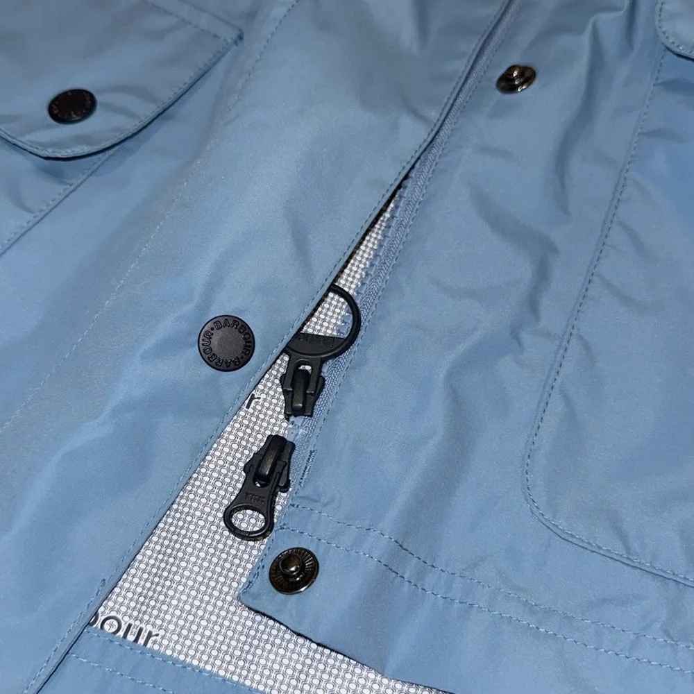 Barbour Sky Blue Hooded Trench Coat - Picture 8 of 10